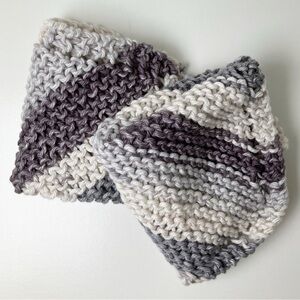 Set of two handmade knitted cotton dish cloths